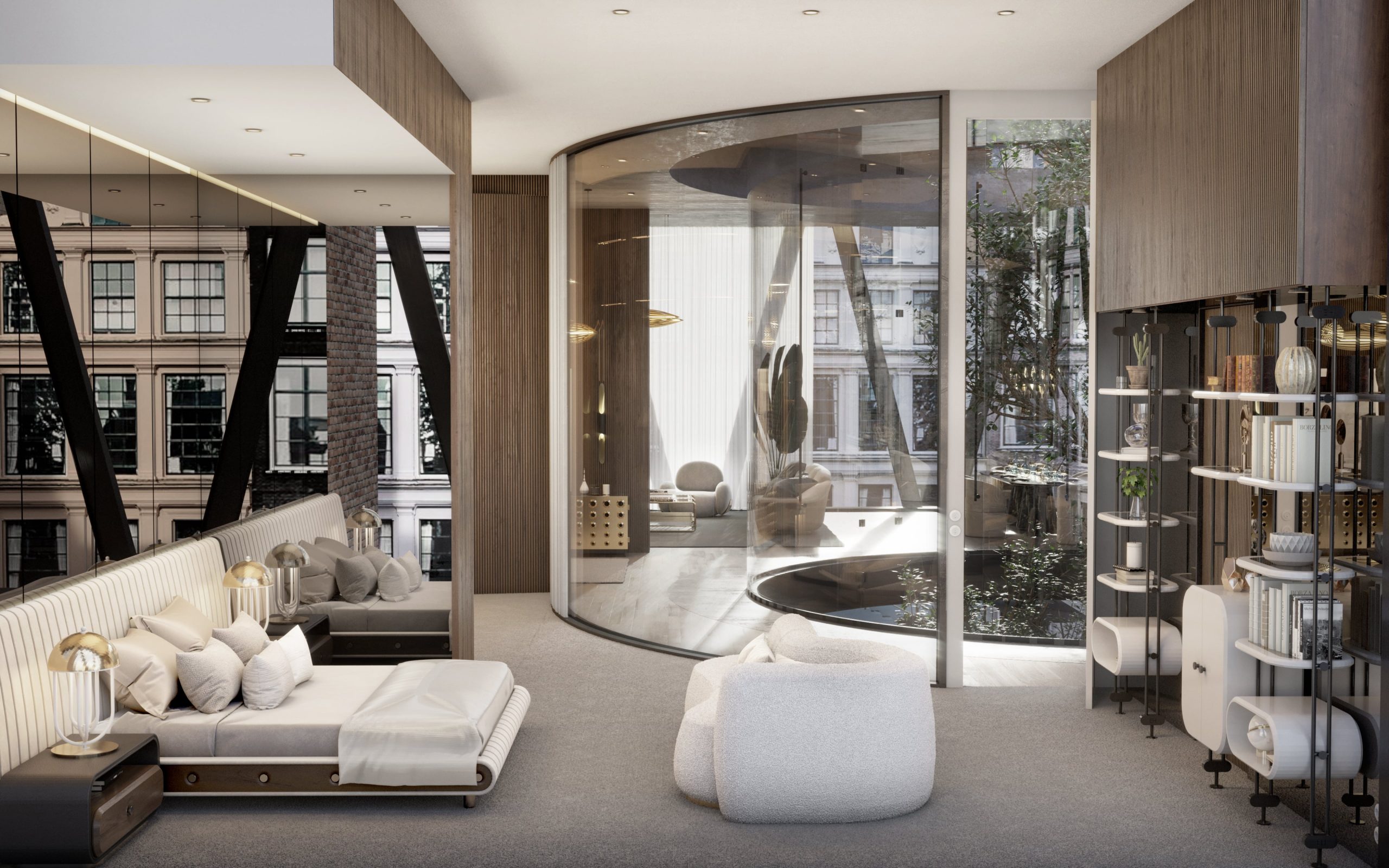 A FULL VIEW OF A TIMELESSLY MODERN BEDROOM