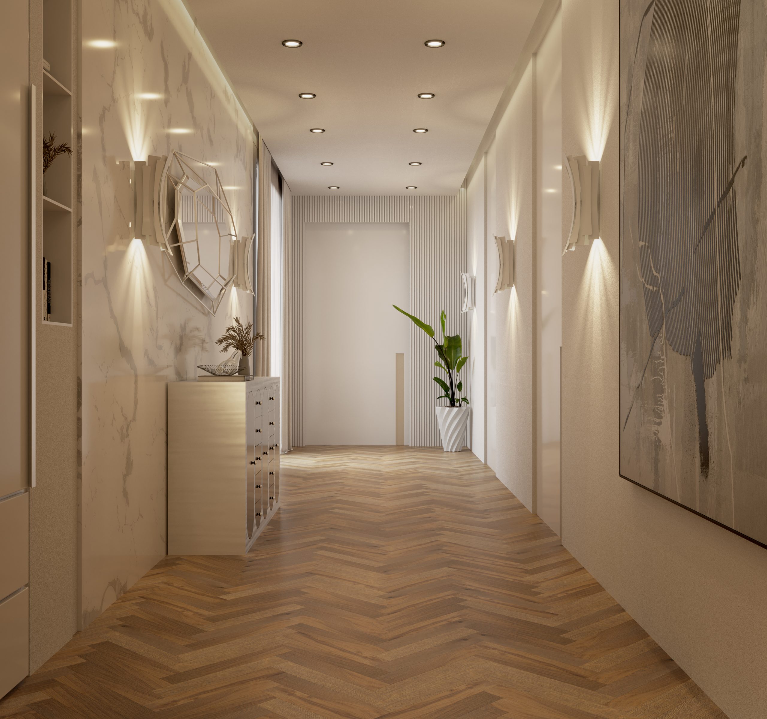 Mid-Century Modern Entryway Dipped In Glamour